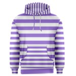 Horizontal Stripes - White and Dark Pastel Purple Men s Pullover Hoodie