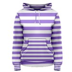 Horizontal Stripes - White and Dark Pastel Purple Women s Pullover Hoodie