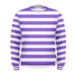 Horizontal Stripes - White and Dark Pastel Purple Men s Sweatshirt