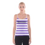 Horizontal Stripes - White and Dark Pastel Purple Spaghetti Strap Top