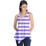 Horizontal Stripes - White and Dark Pastel Purple Sleeveless Tunic