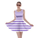 Horizontal Stripes - White and Dark Pastel Purple Skater Dress