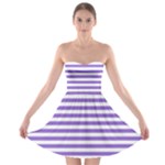 Horizontal Stripes - White and Dark Pastel Purple Strapless Bra Top Dress