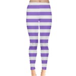 Horizontal Stripes - White and Dark Pastel Purple Women s Leggings