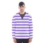 Horizontal Stripes - White and Dark Pastel Purple Hooded Wind Breaker (Men)