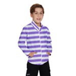 Horizontal Stripes - White and Dark Pastel Purple Wind Breaker (Kids)