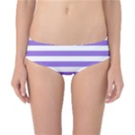 Horizontal Stripes - White and Dark Pastel Purple Classic Bikini Bottoms