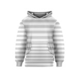 Horizontal Stripes - White and Light Gray Kid s Pullover Hoodie