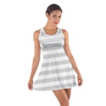 Horizontal Stripes - White and Light Gray Cotton Racerback Dress