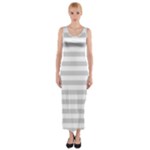 Horizontal Stripes - White and Light Gray Fitted Maxi Dress