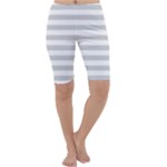 Horizontal Stripes - White and Light Gray Cropped Leggings