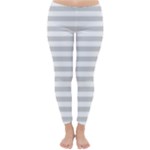 Horizontal Stripes - White and Light Gray Winter Leggings