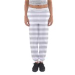 Horizontal Stripes - White and Light Gray Women s Jogger Sweatpants