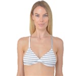 Horizontal Stripes - White and Light Gray Reversible Tri Bikini Top