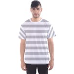 Horizontal Stripes - White and Silver Gray Men s Sport Mesh Tee