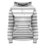 Horizontal Stripes - White and Silver Gray Women s Pullover Hoodie