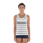 Horizontal Stripes - White and Silver Gray Women s Sport Tank Top