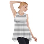 Horizontal Stripes - White and Silver Gray Side Drop Tank Tunic