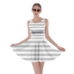 Horizontal Stripes - White and Silver Gray Skater Dress