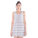 Horizontal Stripes - White and Silver Gray Scoop Neck Skater Dress