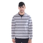 Horizontal Stripes - White and Silver Gray Wind Breaker (Men)