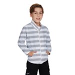 Horizontal Stripes - White and Silver Gray Wind Breaker (Kids)