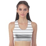 Horizontal Stripes - White and Silver Gray Women s Sports Bra