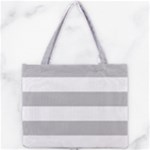 Horizontal Stripes - White and Silver Gray Mini Tote Bag