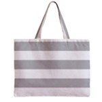 Horizontal Stripes - White and Silver Gray Zipper Mini Tote Bag