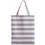 Horizontal Stripes - White and Silver Gray Zipper Classic Tote Bag