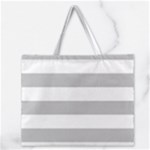 Horizontal Stripes - White and Silver Gray Zipper Large Tote Bag