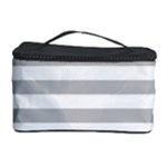 Horizontal Stripes - White and Silver Gray Cosmetic Storage Case