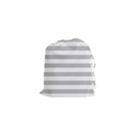 Horizontal Stripes - White and Silver Gray Drawstring Pouch (XS)