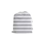 Horizontal Stripes - White and Silver Gray Drawstring Pouch (S)