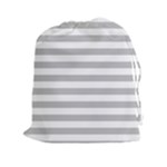 Horizontal Stripes - White and Silver Gray Drawstring Pouch (XXl)