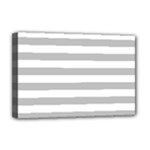 Horizontal Stripes - White and Silver Gray Deluxe Canvas 18  x 12  (Stretched)