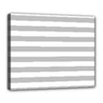 Horizontal Stripes - White and Silver Gray Deluxe Canvas 24  x 20  (Stretched)