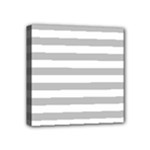 Horizontal Stripes - White and Silver Gray Mini Canvas 4  x 4  (Stretched)