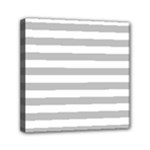 Horizontal Stripes - White and Silver Gray Mini Canvas 6  x 6  (Stretched)