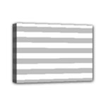 Horizontal Stripes - White and Silver Gray Mini Canvas 7  x 5  (Stretched)