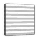 Horizontal Stripes - White and Silver Gray Mini Canvas 8  x 8  (Stretched)