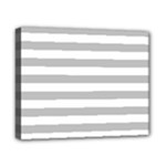 Horizontal Stripes - White and Silver Gray Canvas 10  x 8  (Stretched)