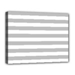 Horizontal Stripes - White and Silver Gray Canvas 14  x 11  (Stretched)