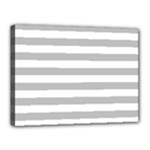 Horizontal Stripes - White and Silver Gray Canvas 16  x 12  (Stretched)