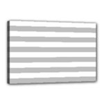 Horizontal Stripes - White and Silver Gray Canvas 18  x 12  (Stretched)