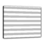 Horizontal Stripes - White and Silver Gray Canvas 20  x 16  (Stretched)