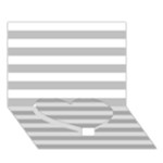 Horizontal Stripes - White and Silver Gray Heart Bottom 3D Greeting Card (7x5)