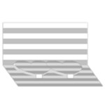 Horizontal Stripes - White and Silver Gray Twin Heart Bottom 3D Greeting Card (8x4)