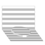 Horizontal Stripes - White and Silver Gray Circle Bottom 3D Greeting Card (7x5)