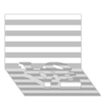 Horizontal Stripes - White and Silver Gray LOVE Bottom 3D Greeting Card (7x5)